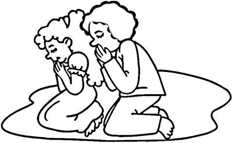 Children Praying  Coloring Page